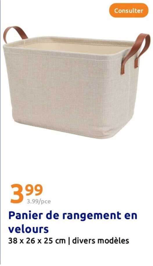 Panier de rangement en velours