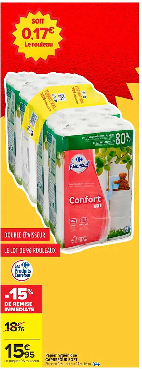 Papier hygiénique Carrefour Soft