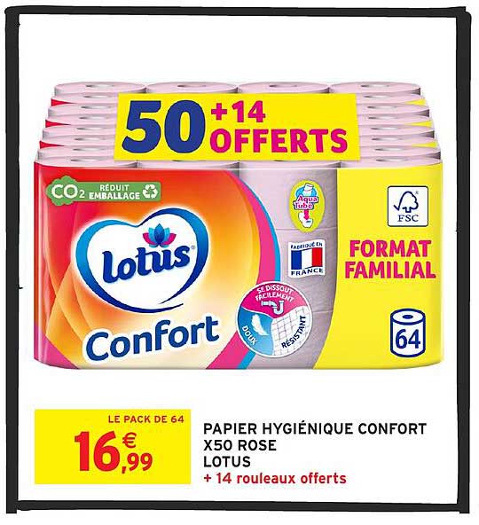 PAPIER HYGIÉNIQUE CONFORT X50 ROSE