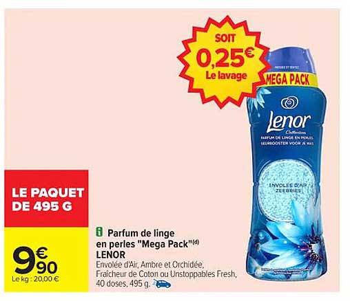 Parfum de linge en perles "Mega Pack"(R) LENOR