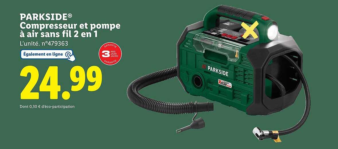 PARKSIDE® Compresseur et pompe à air sans fil 2 en 1