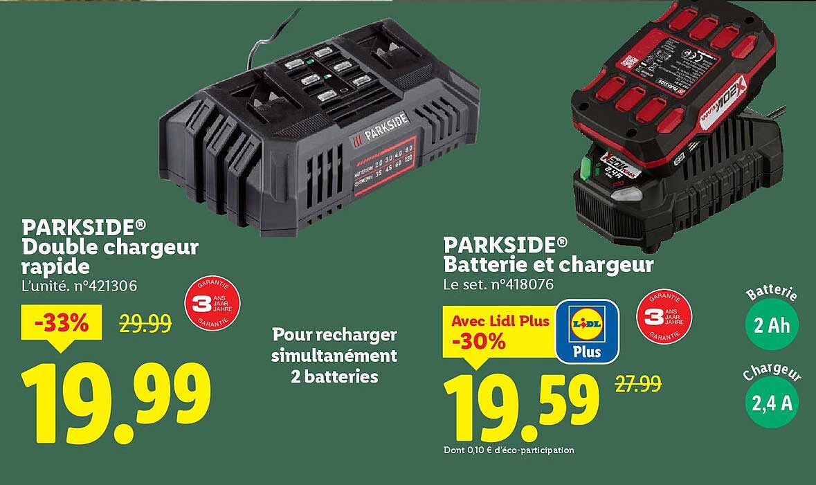 PARKSIDE® Double chargeur rapide
