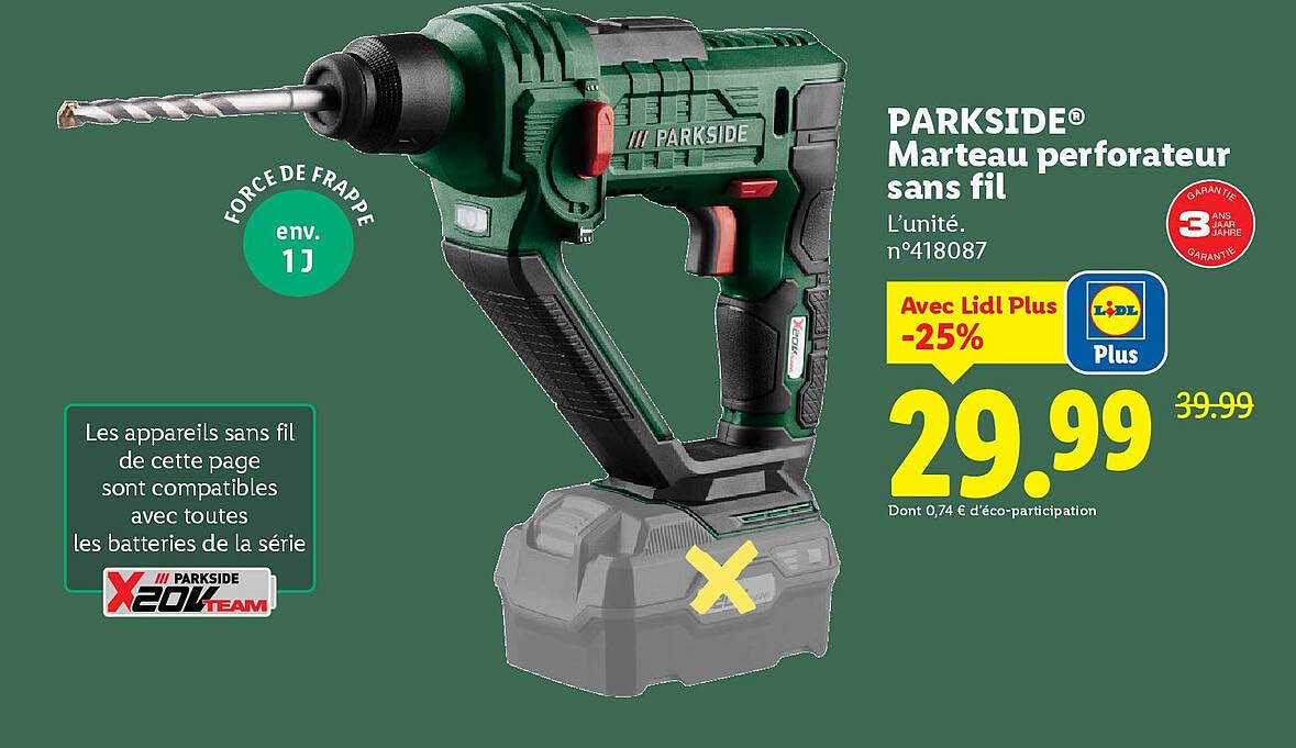 PARKSIDE® Marteau perforateur sans fil