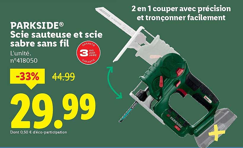 PARKSIDE® Scie sauteuse et scie sabre sans fil