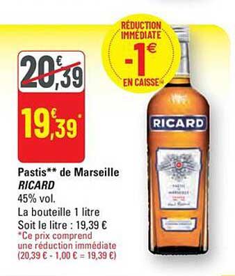 Pastis** de Marseille RICARD 45% vol.