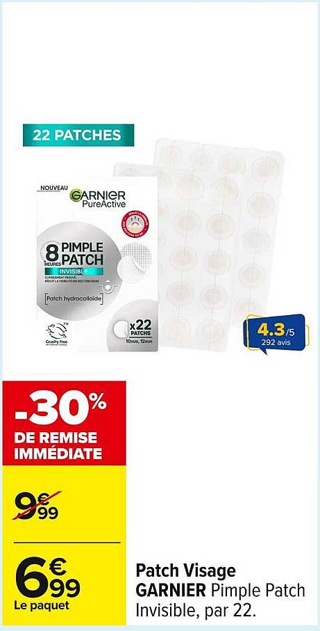 Patch Visage GARNIER Pimple Patch Invisible, par 22.