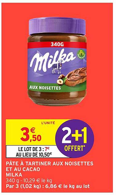 PÂTE À TARTINER AUX NOISETTES ET AU CACAO MILKA