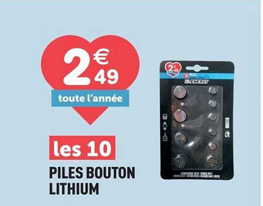 Piles bouton lithium les 10