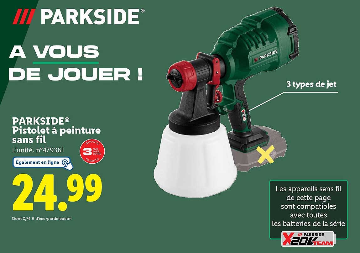 Pistolet à peinture sans fil PARKSIDE