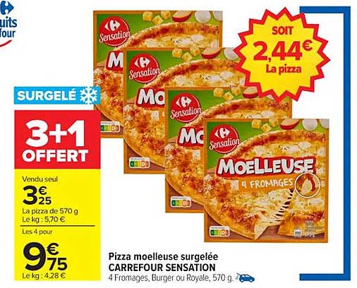 Pizza moelleuse surgelée CARREFOUR SENSATION