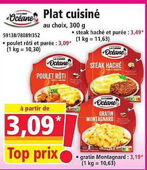 Plat cuisiné au choix, 300 g