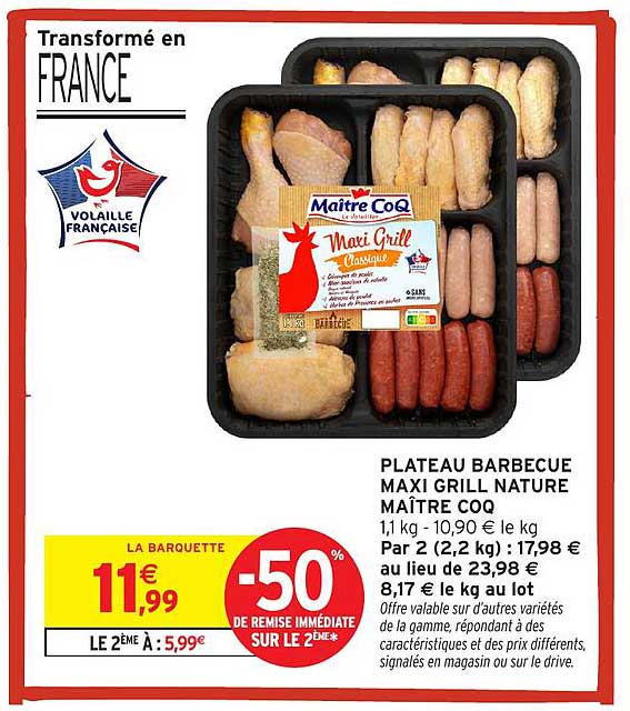 PLATEAU BARBECUE MAXI GRILL NATURE MAÎTRE COQ