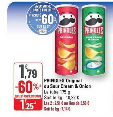 PRINGLES Original ou Sour Cream & Onion