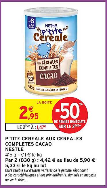 P'TITE CÉRÉALE AUX CÉRÉALES COMPLÈTES CACAO