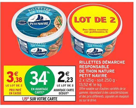 RILLETTES DÉMARCHE RESPONSABLE DE THON NATURE PETIT NAVIRE