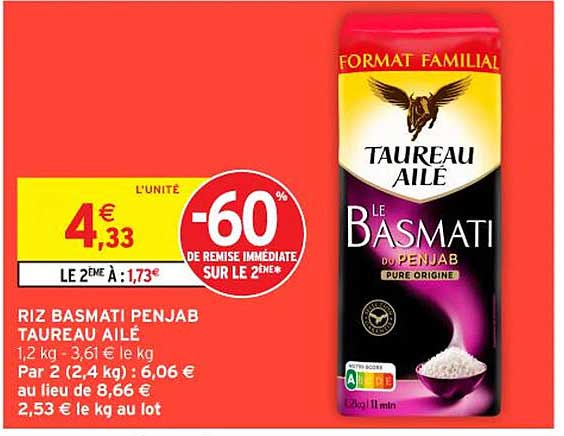 RIZ BASMATI PENJAB TAUREAU AILÉ