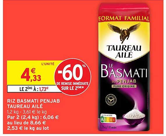 RIZ BASMATI PENJAB TAUREAU AILÉ