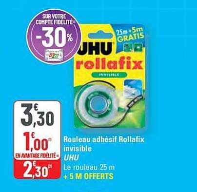 Rouleau adhésif Rollafix invisible