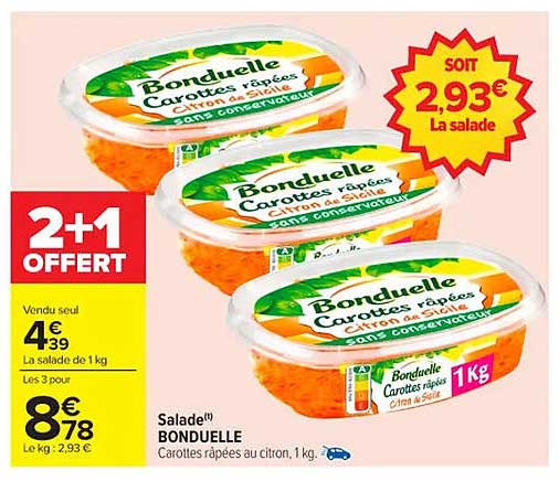 Salade® BONDUELLE Carottes râpées au citron, 1 kg
