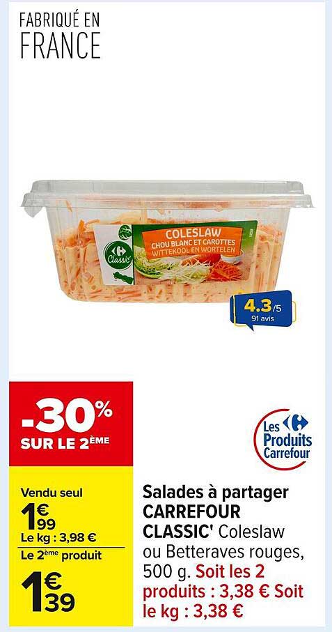 Salades à partager CARREFOUR CLASSIC' Coleslaw