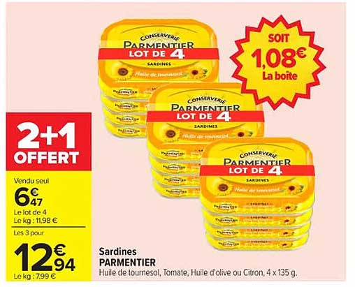 Sardines PARMENTIER Lot de 4