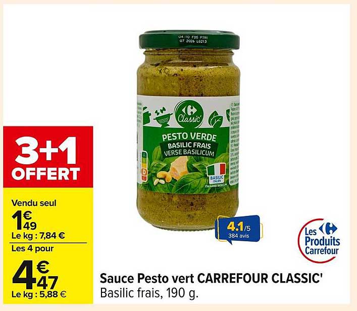Sauce Pesto vert CARREFOUR CLASSIC'