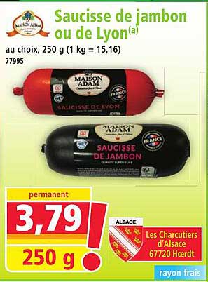 Saucisse de jambon ou de Lyon