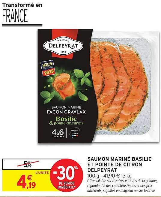 SAUMON MARINÉ BASILIC ET POINTE DE CITRON DELPEYRAT