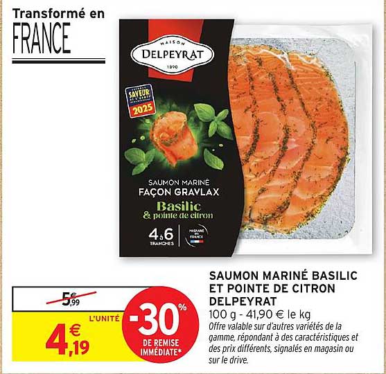SAUMON MARINÉ BASILIC ET POINTE DE CITRON DELPEYRAT