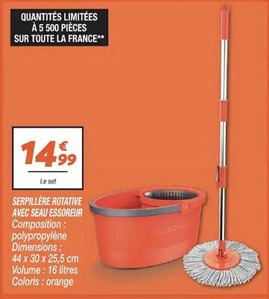 SERPILLÈRE ROTATIVE AVEC SEAU ESSOREUR