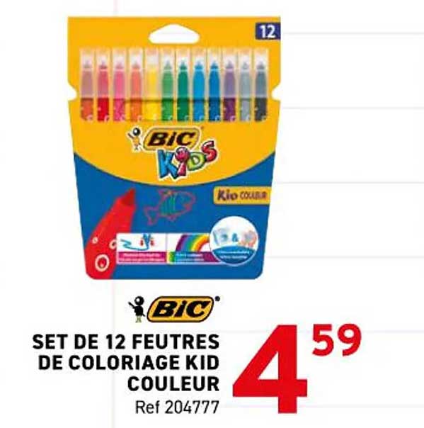 SET DE 12 FEUTRES DE COLORIAGE KID COULEUR