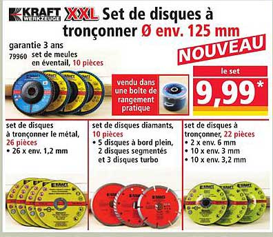 Set de disques à tronçonner Ø env. 125 mm