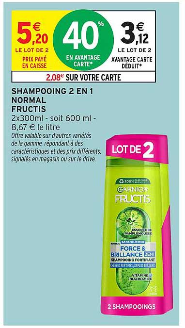SHAMPOOING 2 EN 1 NORMAL FRUCTIS
