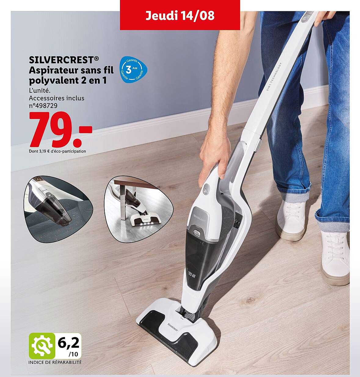 SILVERCREST® Aspirateur sans fil polyvalent 2 en 1