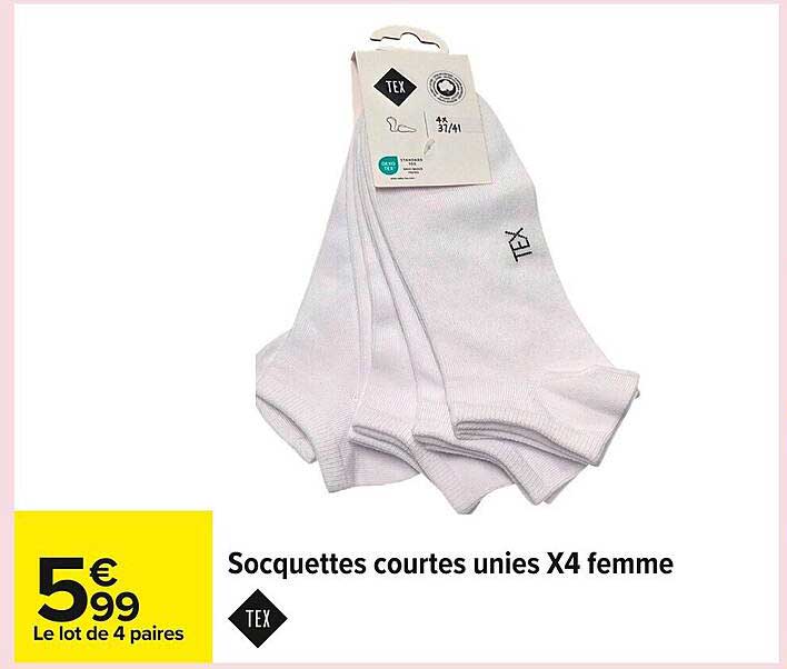 Socquettes courtes unies X4 femme