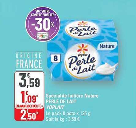 Spécialité laitière Nature PERLE DE LAIT YOPLAIT