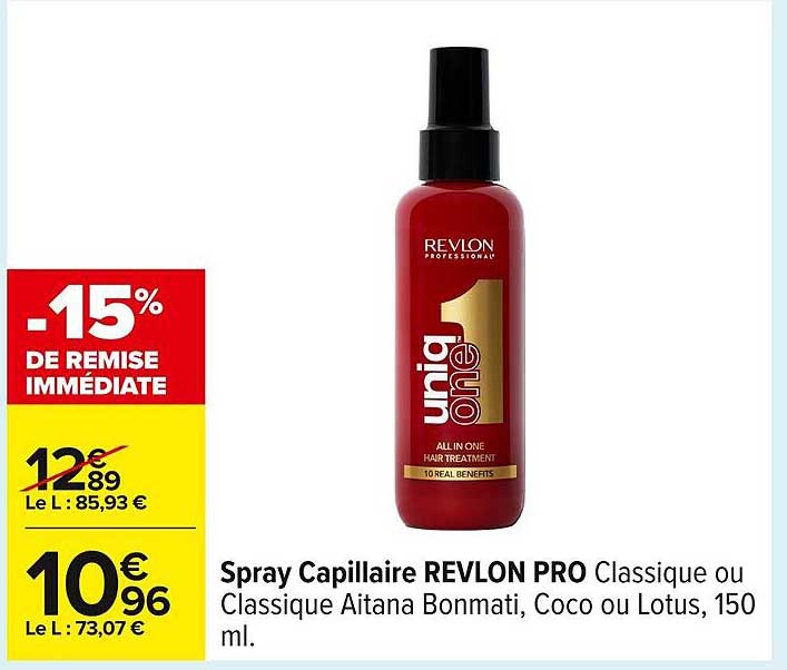 Spray Capillaire REVLON PRO Classique ou Classique Aitana Bonmati, Coco ou Lotus, 150 ml.