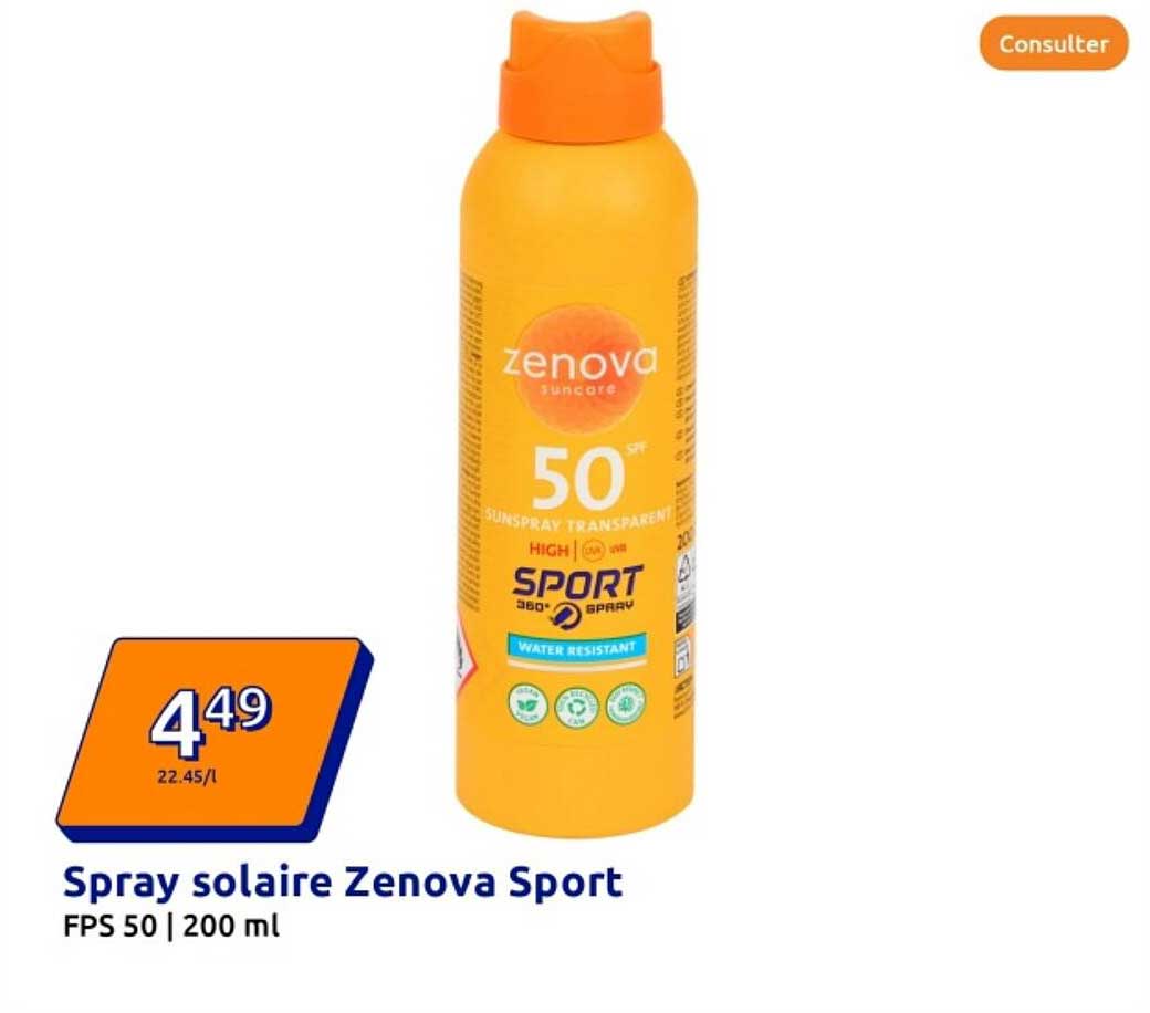 Spray solaire Zenova Sport FPS 50 | 200 ml