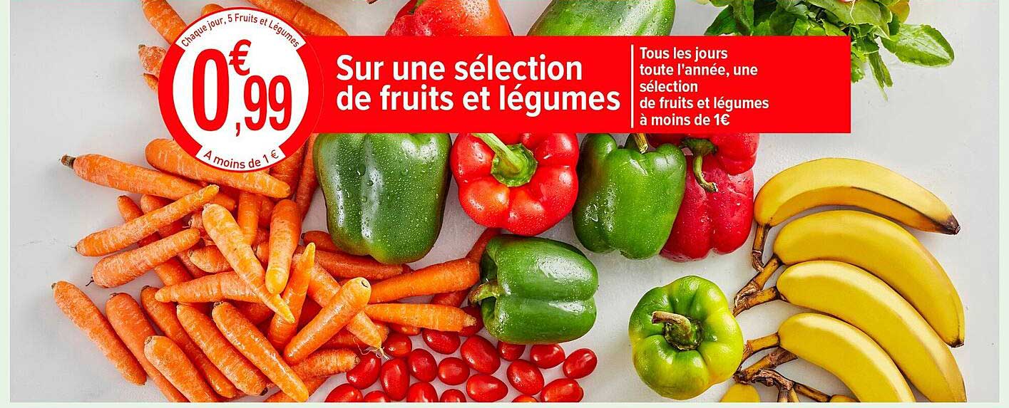 Sur une sélection de fruits et légumes