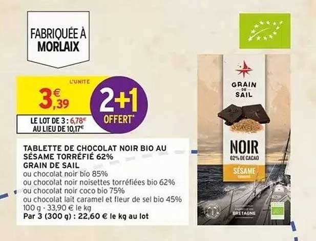 TABLETTE DE CHOCOLAT NOIR BIO AU SÉSAME TORRÉFIÉ 62%