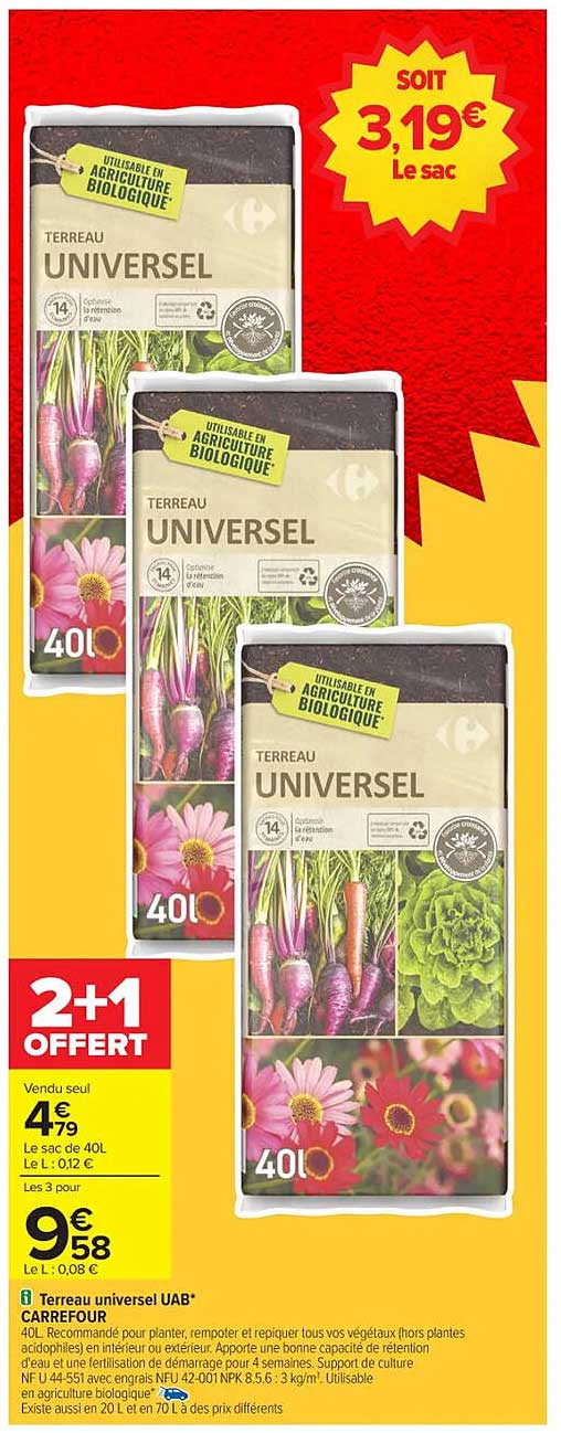 Terreau universel UAB Carrefour 40L