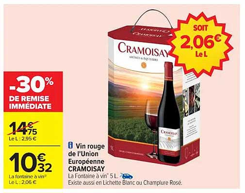 Vin rouge de l'Union Européenne CRAMOISAY