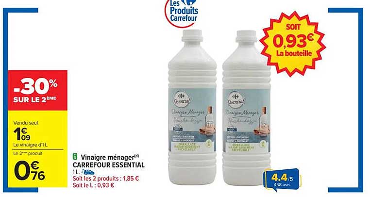 Vinaigre ménager CARREFOUR ESSENTIAL 1L