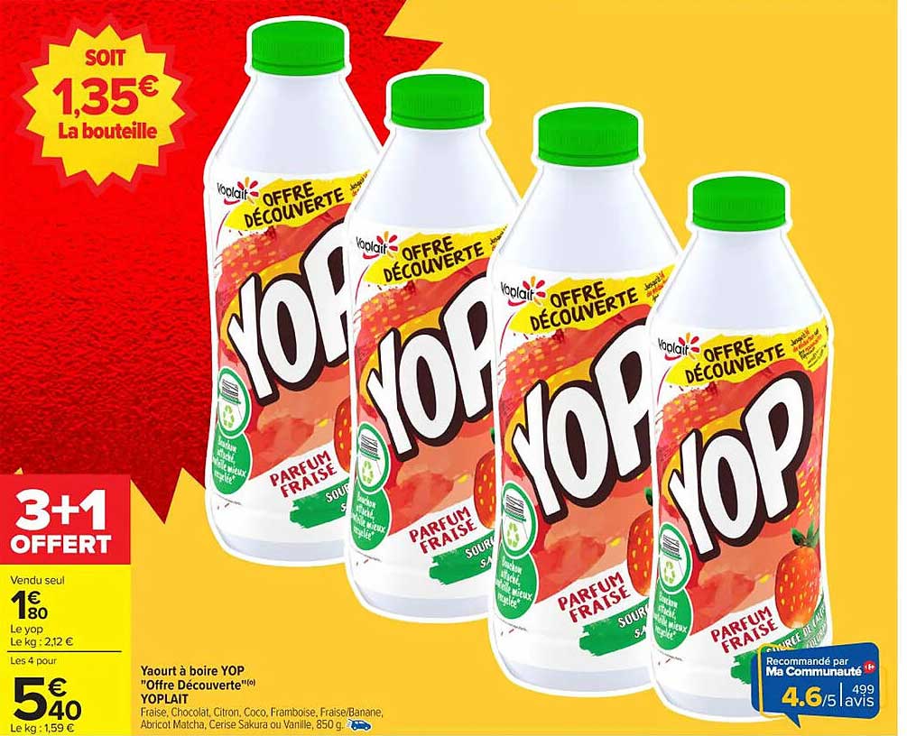 Yop Parfum Fraise - Offre Découverte 3+1 Offert