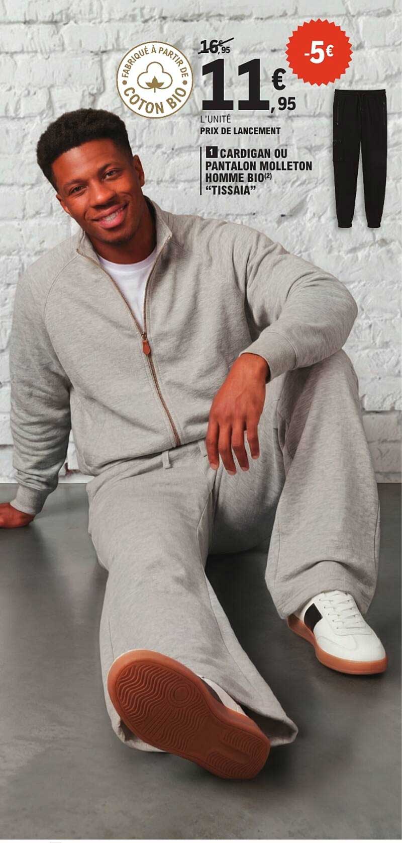 1 CARDIGAN OU PANTALON MOLLETON HOMME BIO "TISSAIA"