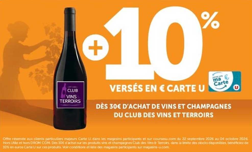 +10% VERSÉS EN € CARTE U
