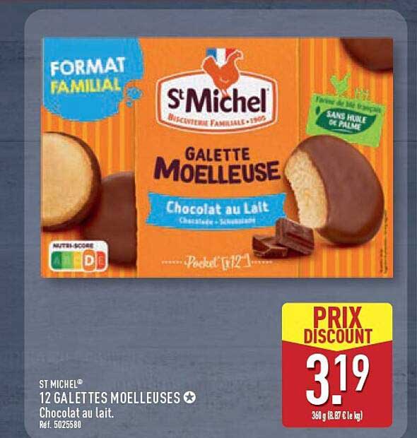 12 GALETTES MOELLEUSES Chocolat au lait.