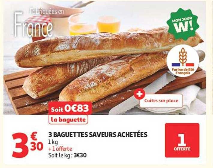 3 BAGUETTES SAVEURS ACHETÉES