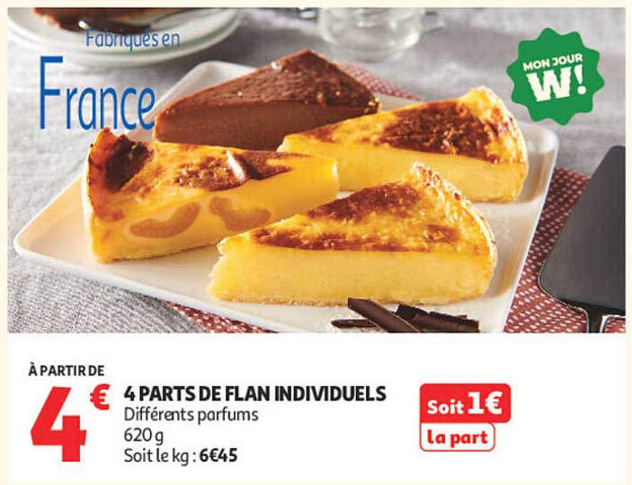 4 PARTS DE FLAN INDIVIDUELS