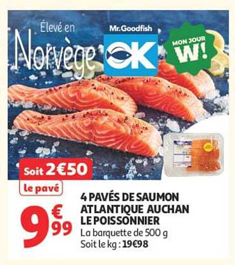 4 PAVÉS DE SAUMON ATLANTIQUE AUCHAN LE POISSONNIER